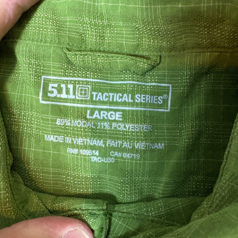 5.11 Tactical Shirts Mens Large Button Down Plaid Grid Green Outdoor Utility - Picture 3 of 7